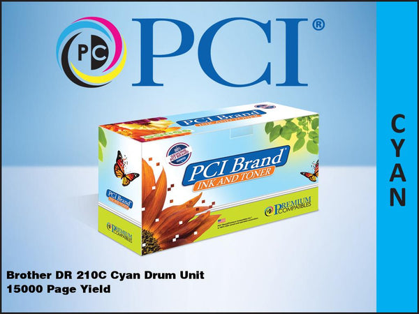 PCI Brand Brother DR210C DR-210BC Cyan Drum Unit 15K Yield