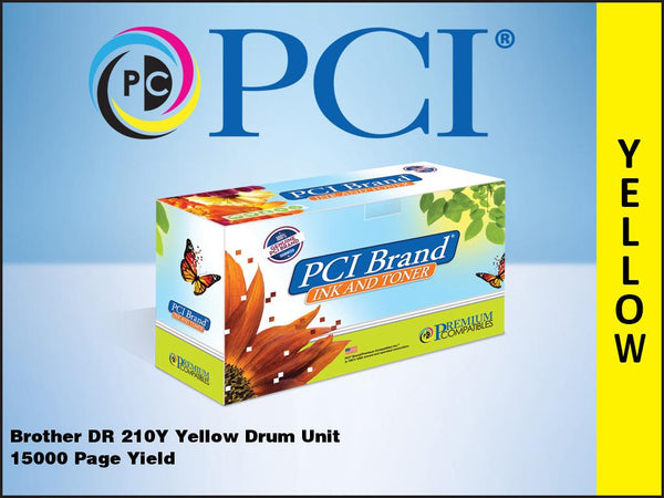 PCI Brand Brother DR210Y DR-210Y Yellow Drum Unit 15K Yield